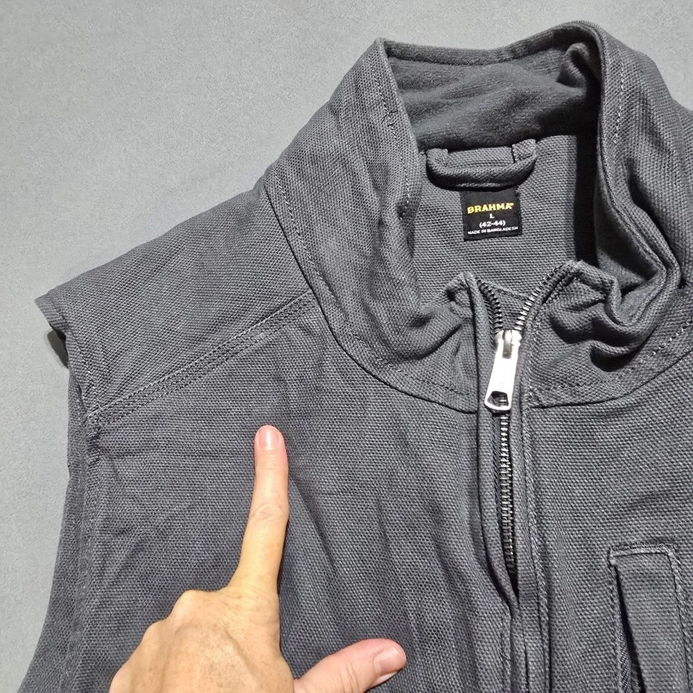 Brahma Canvas Work Vest Mens Large Charcoal Sky Quilted Lined Full Zip